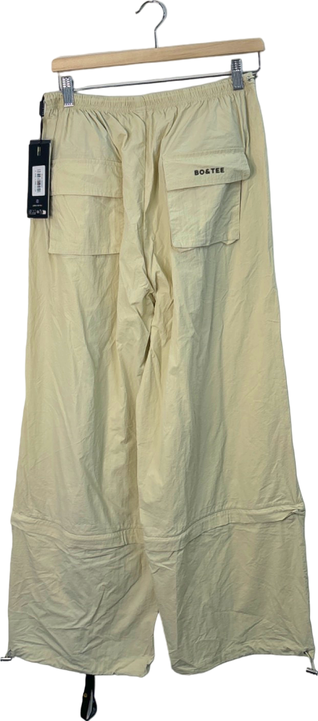 Bo&Tee Cream Batha Polyamide Cargo Trousers UK S