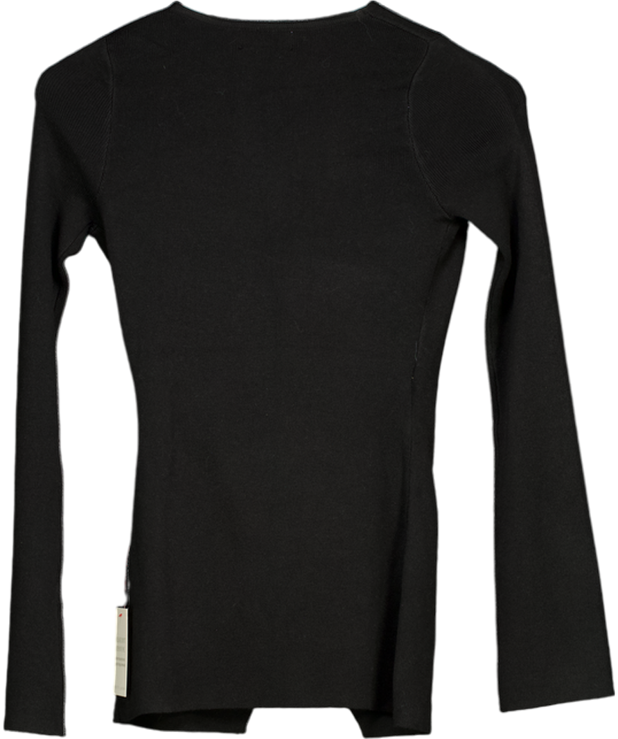 PRETTY LAVISH Black Effie Asymmetric Knit Cardigan With Gold Button Detail UK XS