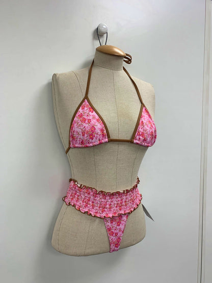 Frankies Bikinis Pink Floral Bikini Set UK S