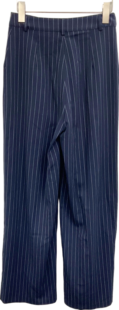 Nasty Gal Navy Pinstripe Trousers UK 8