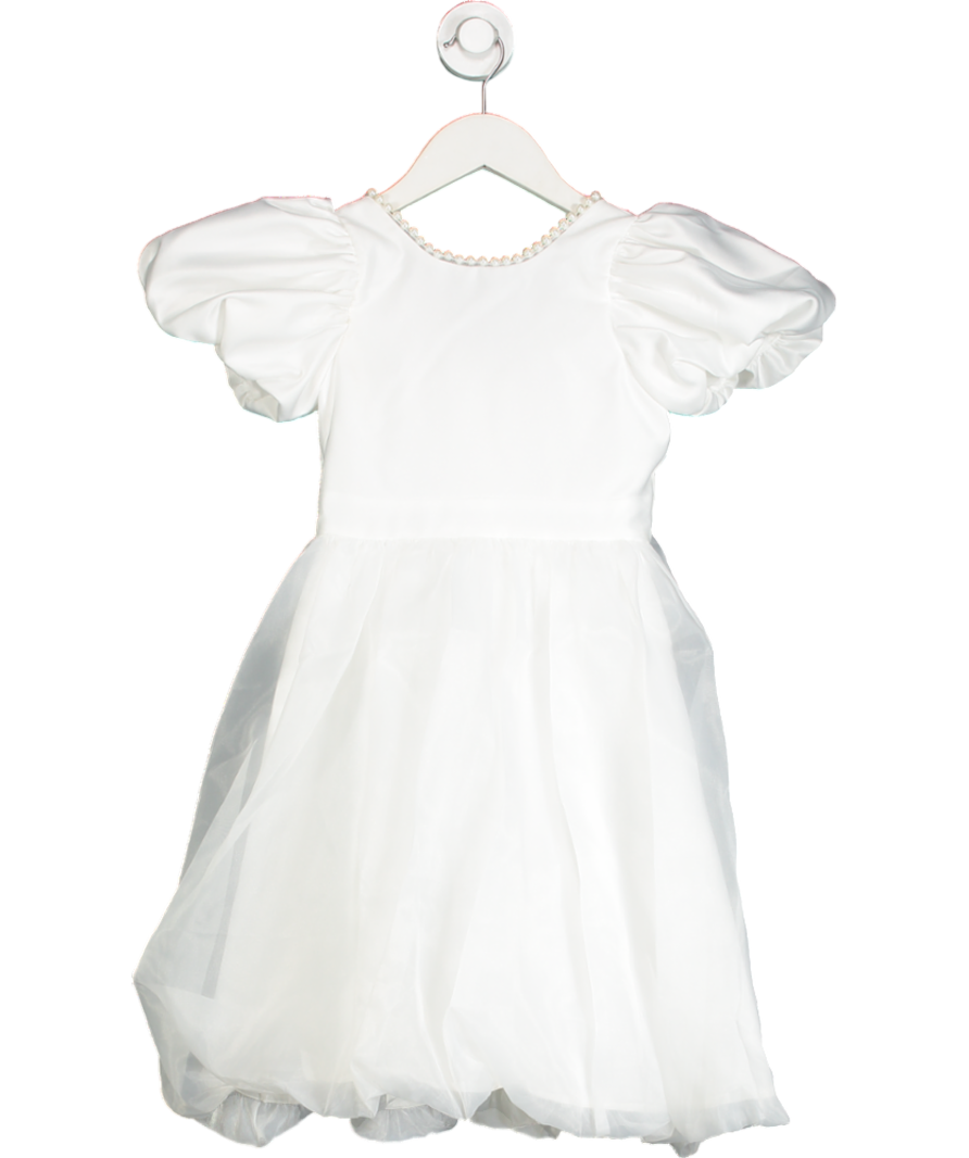 lipsy london White Puff Sleeve Pearl Detail  Bubble Hem Occasion Dress 6 Years