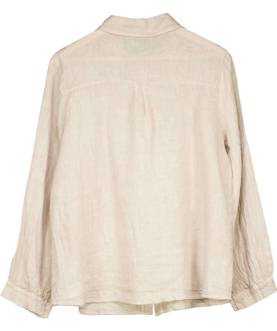 No1 George Street Beige Carmen Linen Blouse UK S/M