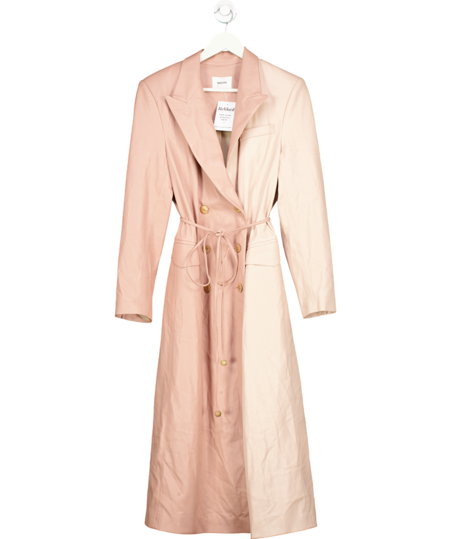 Nanushka Antique Rose Manila Two Tone Vegan Leather Coat UK S