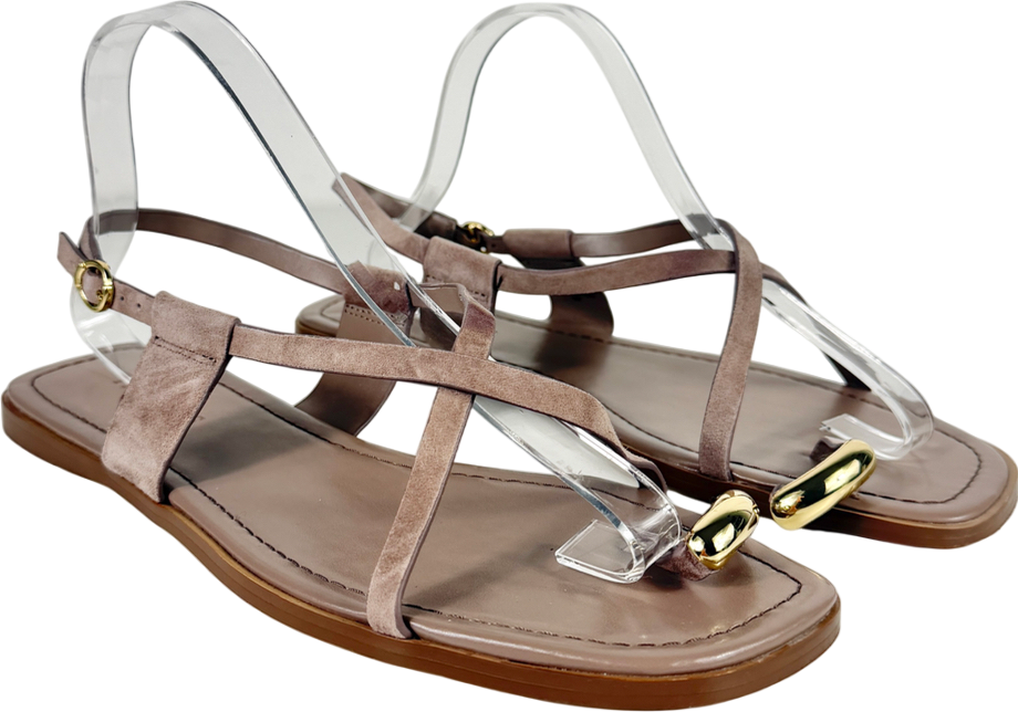 TALBOTS Brown Gena Ring Suede Sandal Color Branch UK 7.5 EU 40.5