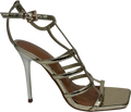 River Island Metallic Gold Strappy H-bar Heeled Sandals UK 3 EU 36