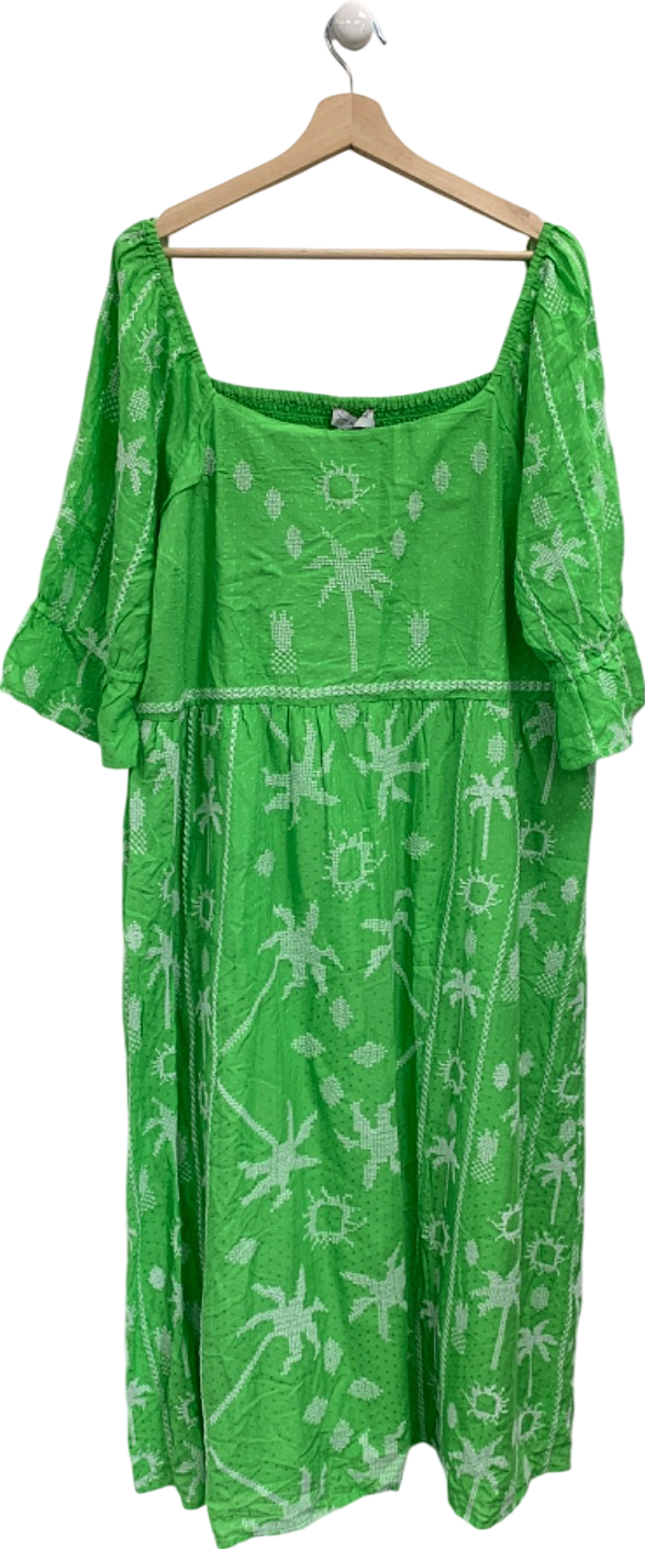 Never Fully Dressed Green Embroidered Smock Dress UK 22