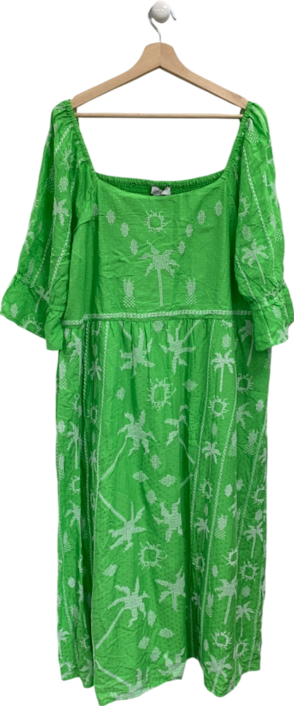 Never Fully Dressed Green Embroidered Smock Dress UK 22