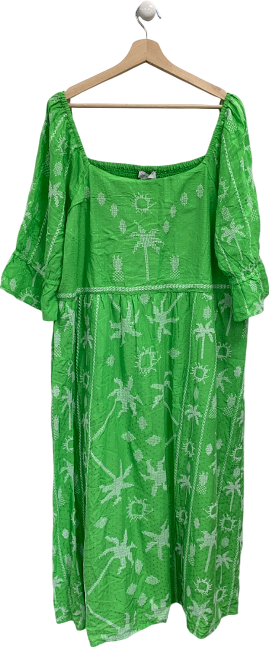 Never Fully Dressed Green Embroidered Smock Dress UK 22