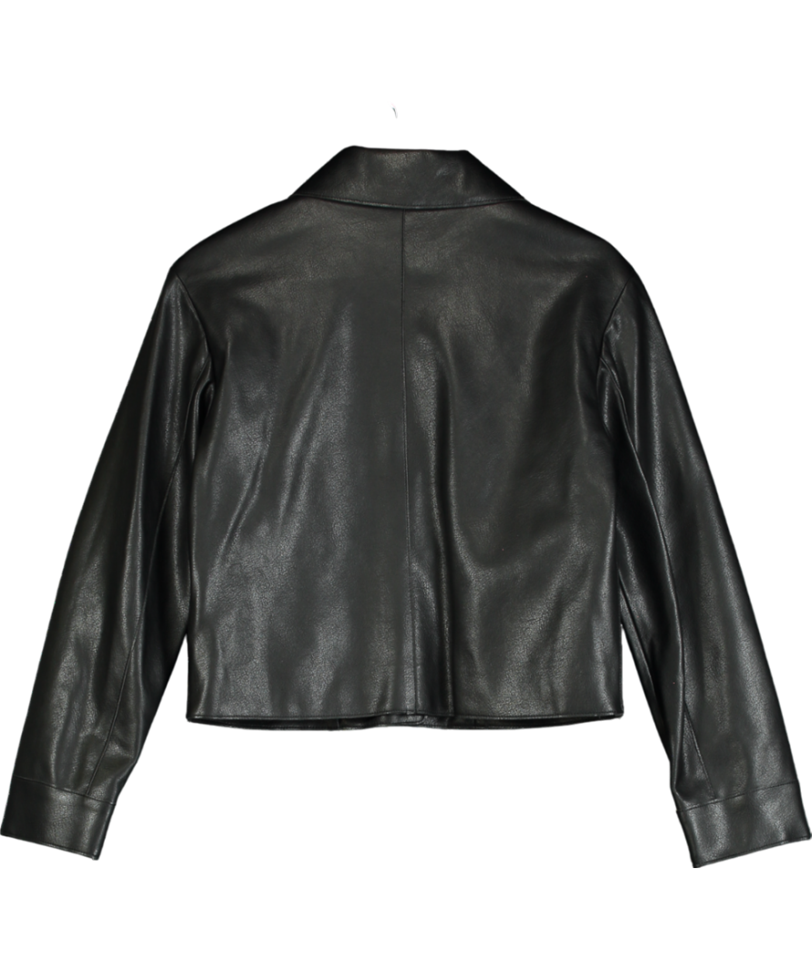 MANGO Black Leather-effect Jacket With Pockets UK XS
