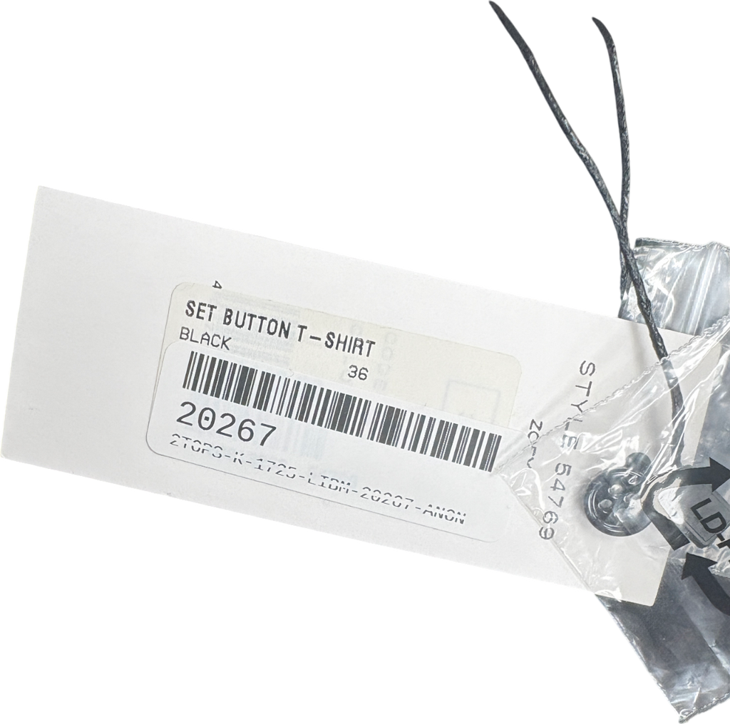 Set Black Zoey 100% Silk Button T-shirt UK 8