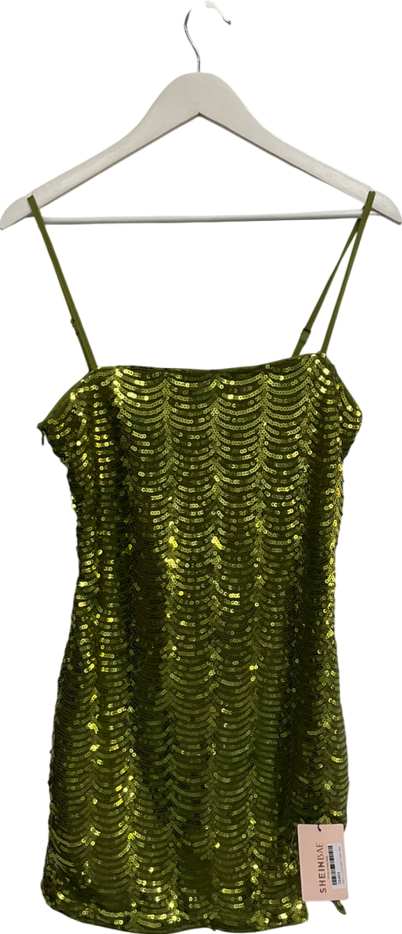 Green Sequin Mini Dress UK M