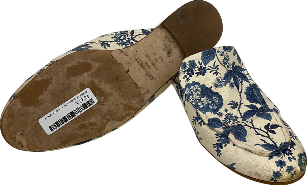 LK Bennett Cream Pembroke Toile De July Print Leather Backless Loafer UK 3 EU 36 👠