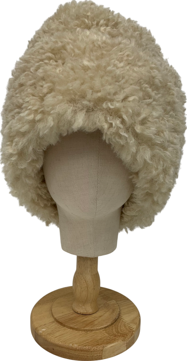helen moore Cream Faux Sheepskin Sherpa Hat One Size