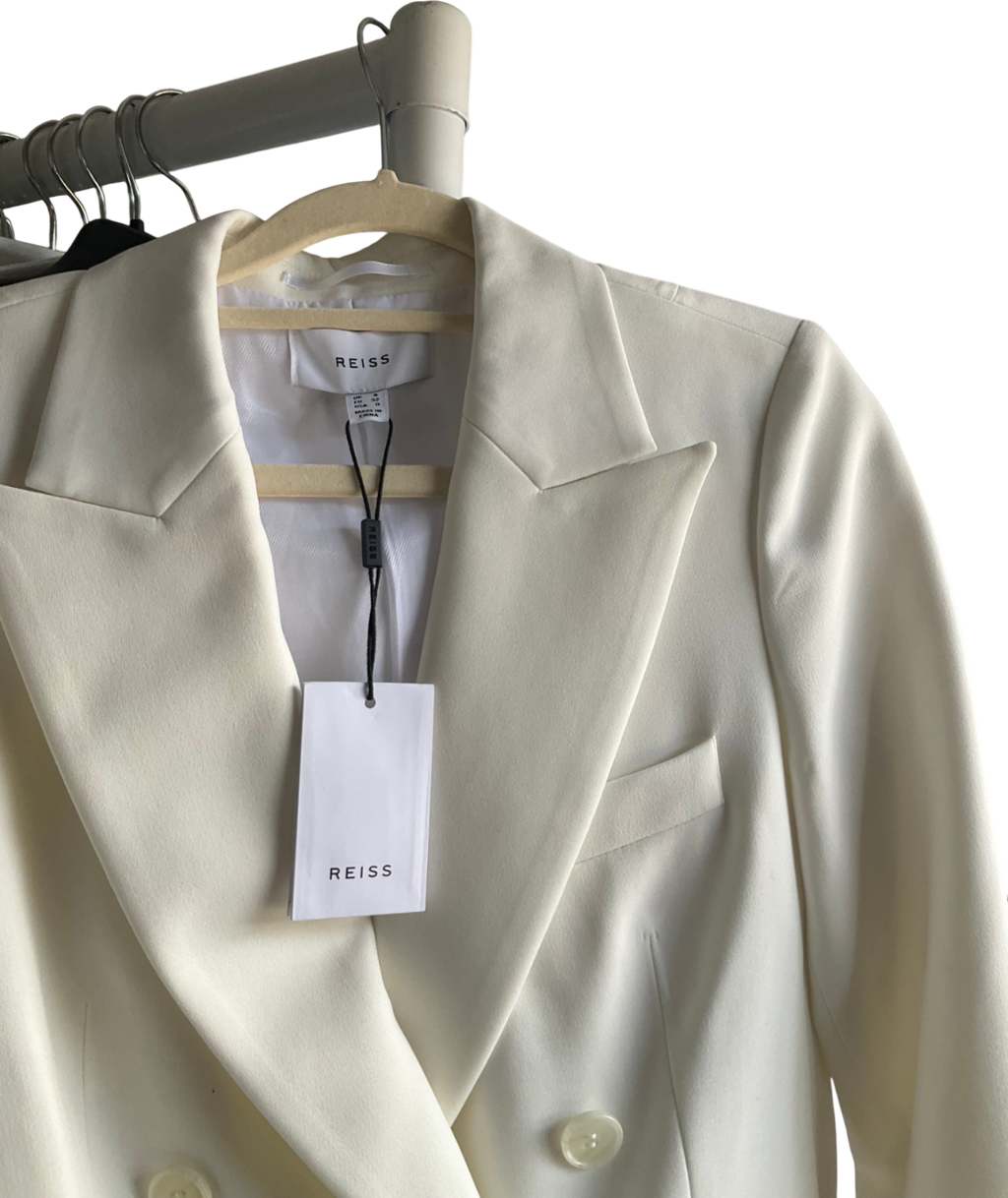 REISS White Sienna Double Breasted Crepe Suit Blazer UK 4