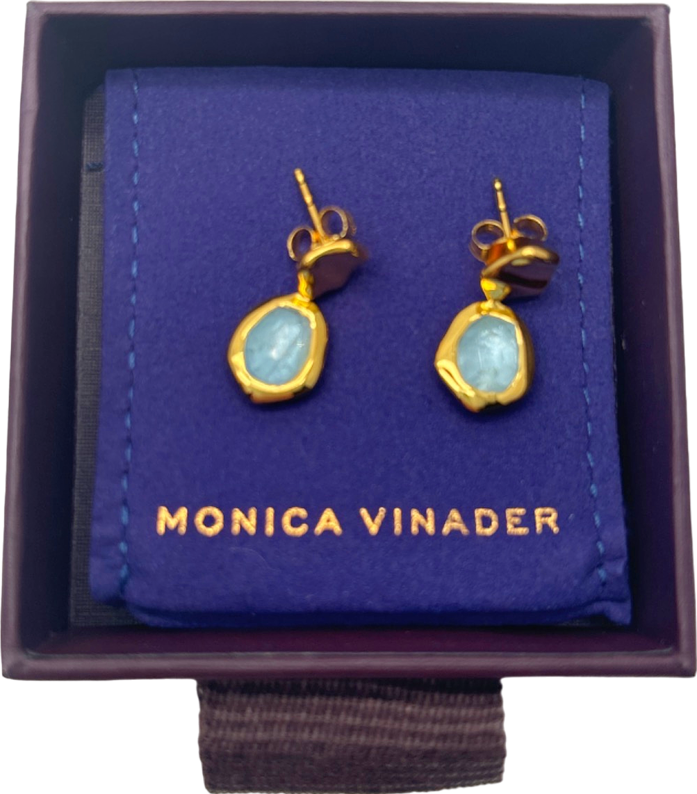 Monica Vinader Gold Blue Drop Earrings - Aquamarine