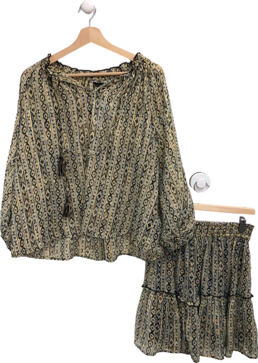 Friends Like These Millie Mackintosh Black Patterned Blouse and Skirt Set UK 6