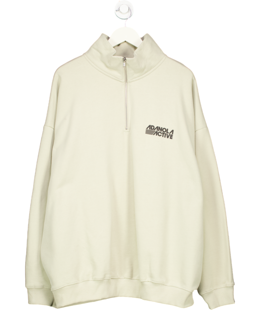 Adanola Beige Retro Sports Oversized Funnel Neck Zip Sweatshirt UK XXL