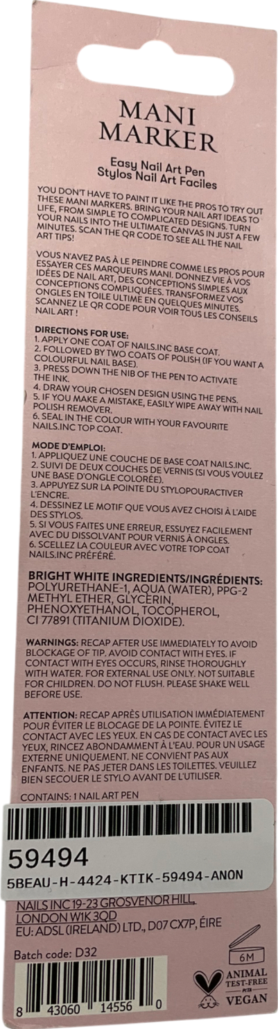 Nails Inc Shade White Mani Marker White 3ml