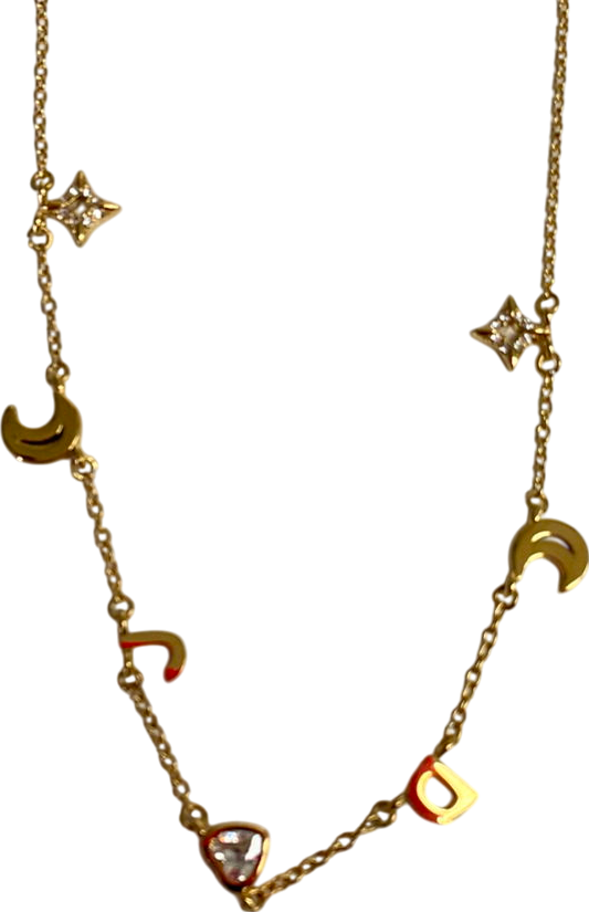 Abbott Lyon Metallic Gold Chain Necklace With Moon And Star Charms One Size