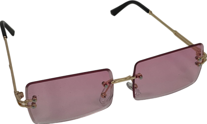 Pink Rimless Rectangular Sunglasses One Size