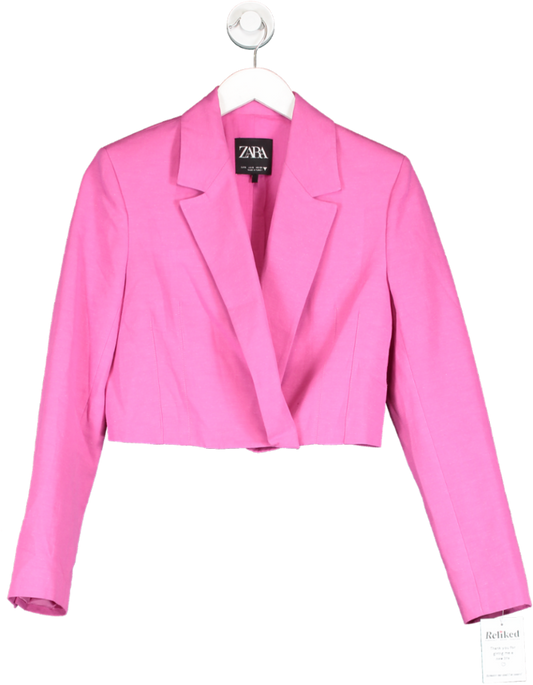 ZARA Pink Twist Front Cropped Blazer UK S