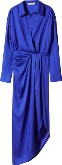 MANGO Blue Side Slit Satin Dress BNWT UK 10