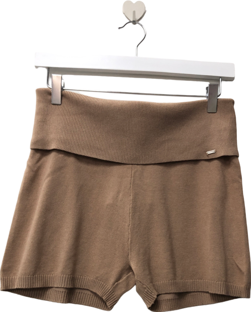 M Lounge Beige Knitted Fold Waist Shorts UK M