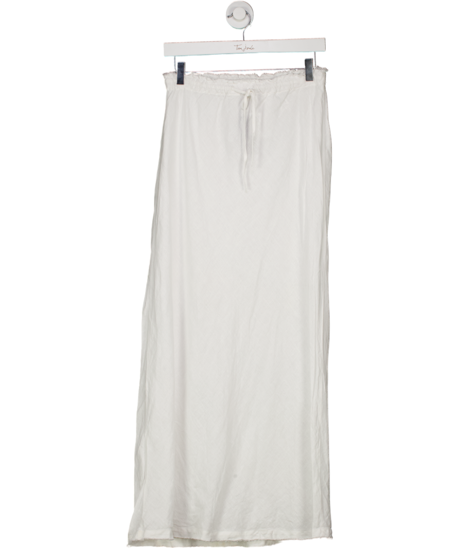 ZARA White Linen Frayed Hem Maxi Skirt UK XS