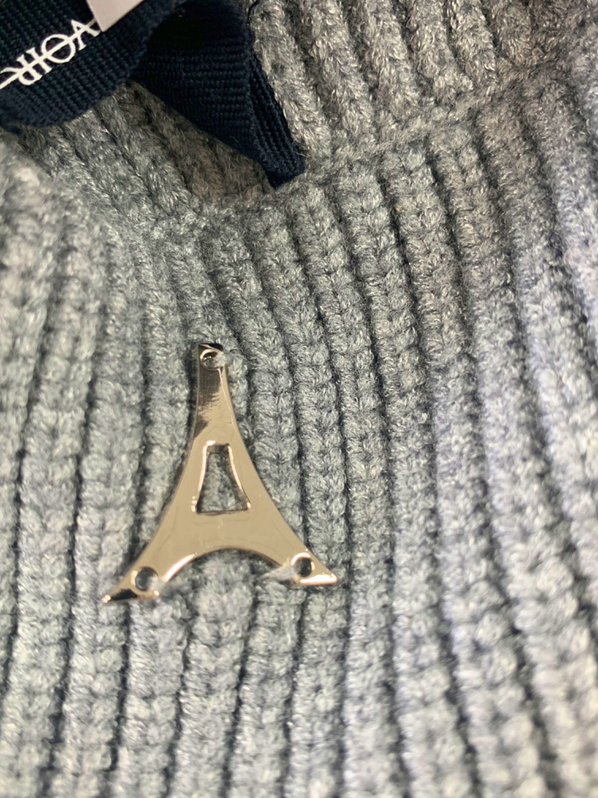 Manière de Voir Grey Ribbed Off-Shoulder Jumper UK 10