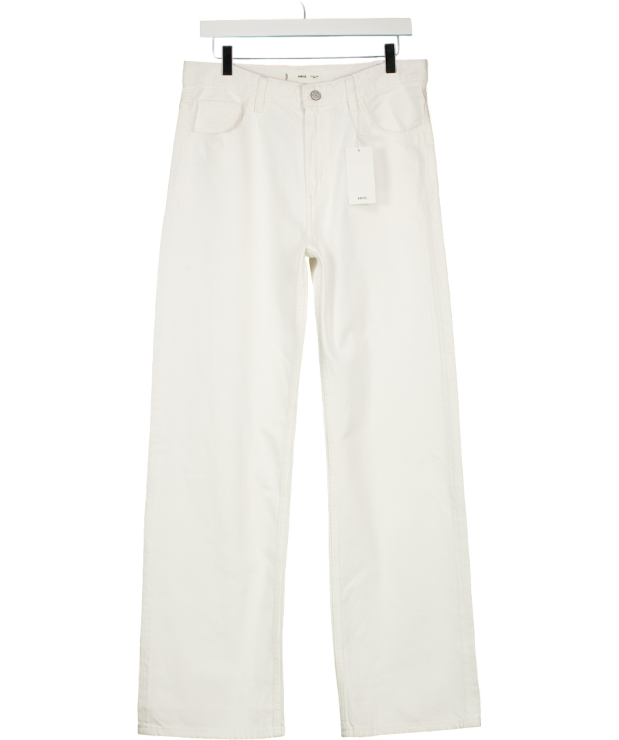MANGO White Miami Medium Rise Straight Fit Jeans UK 10