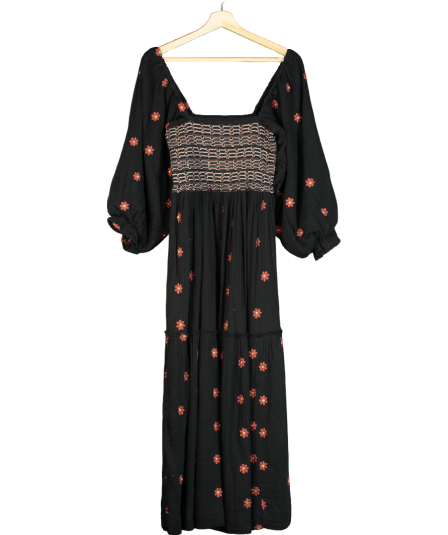 Free People Black Dahlia Embroidered Maxi Dress UK XS