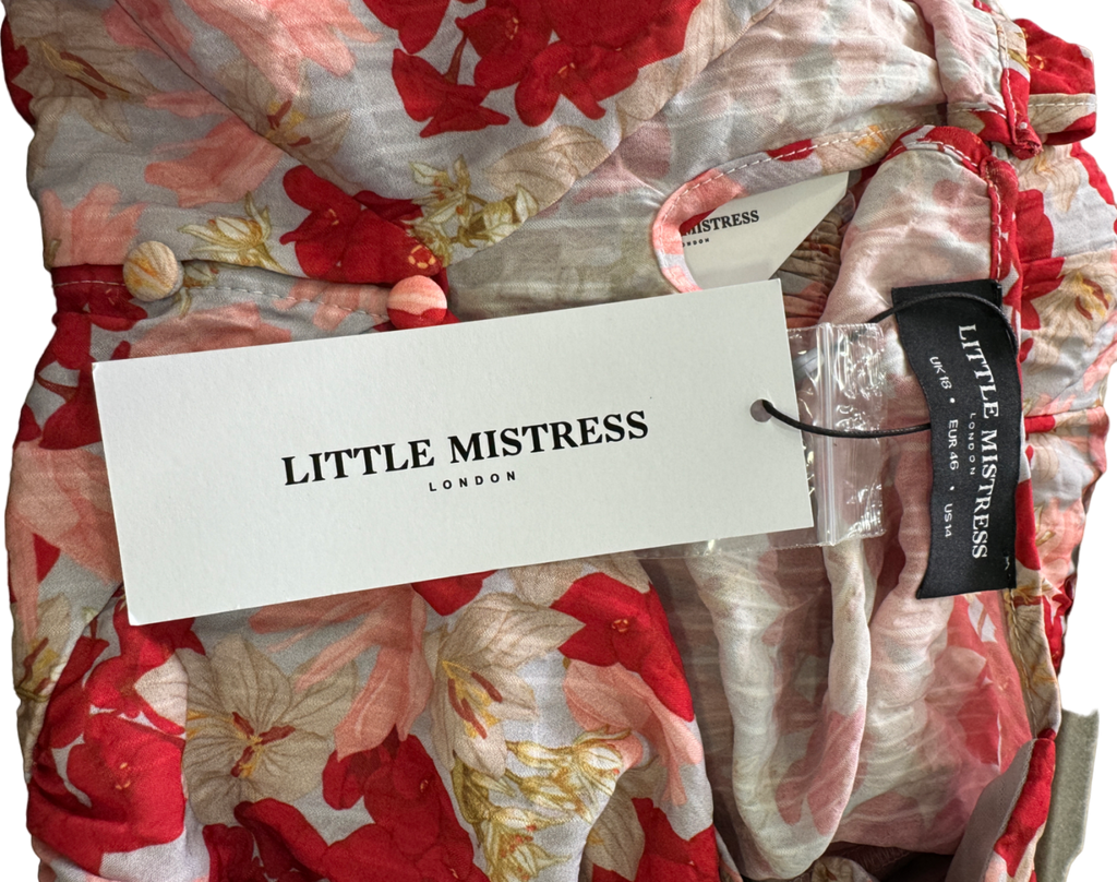 Little Mistress Red Floral Print Midaxi Dress UK 16