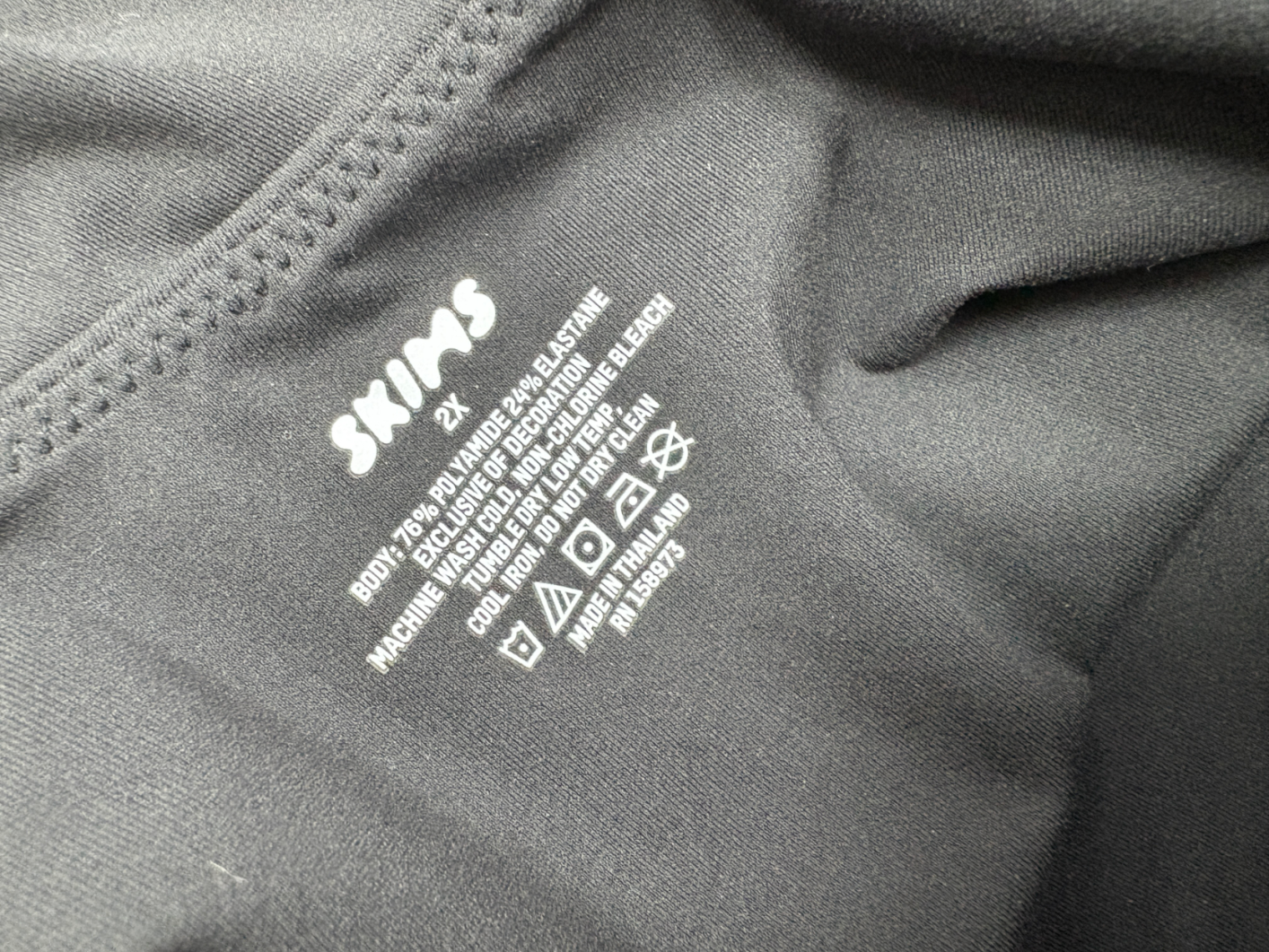 SKIMS Black Square Neck Bodysuit UK XXL