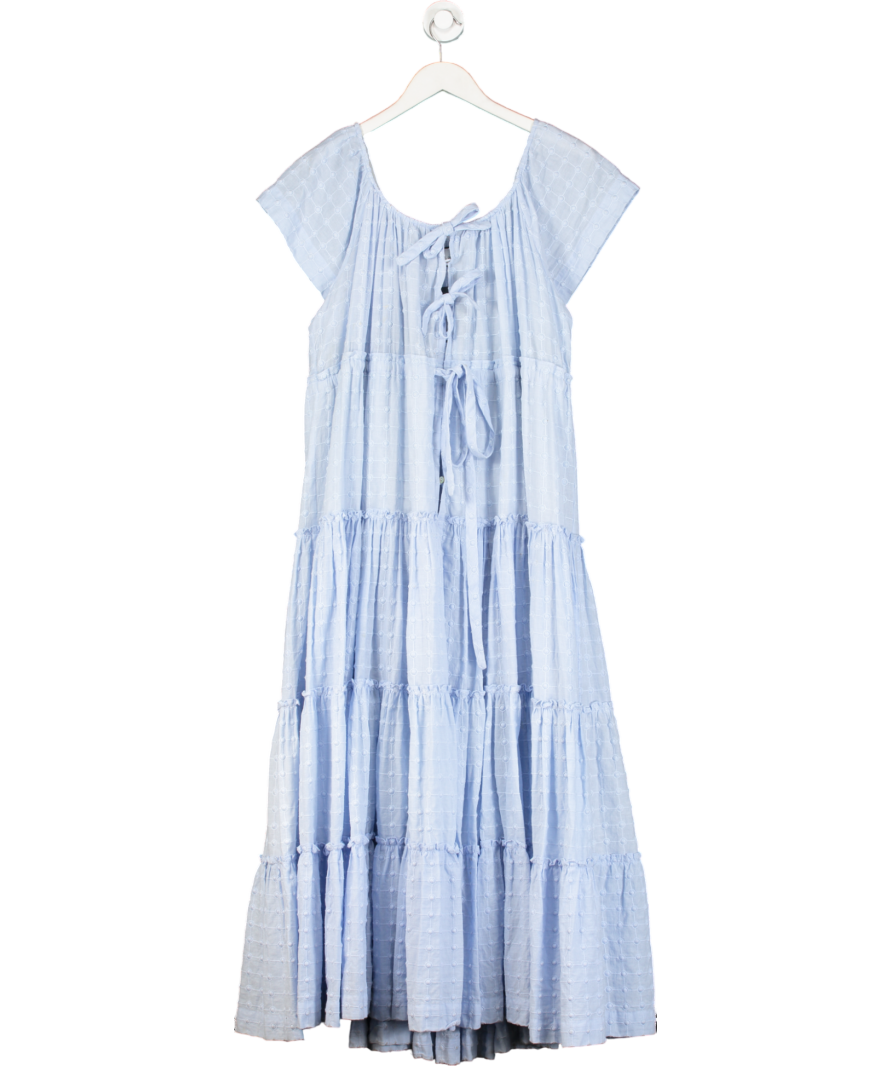 Innika Choo Baby Blue Embroidered Maxi Dress UK S