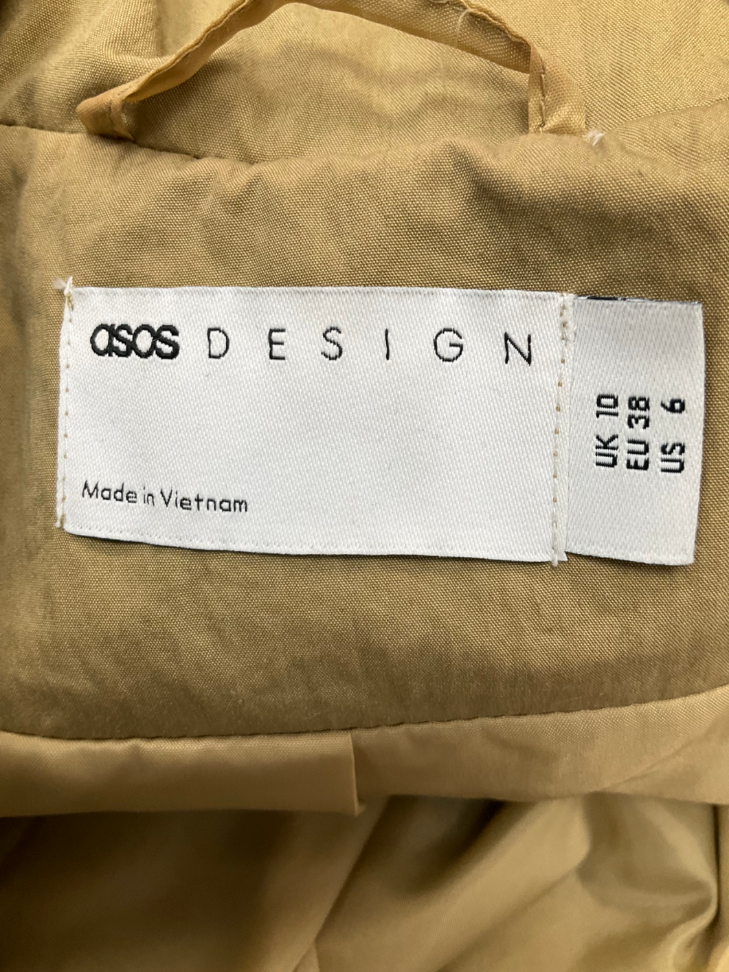 ASOS Beige Lightweight Belted Trench Coat UK 10