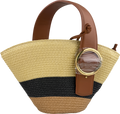 Parisa Wang Natural Raffia / Brown Audrey Fan Bag