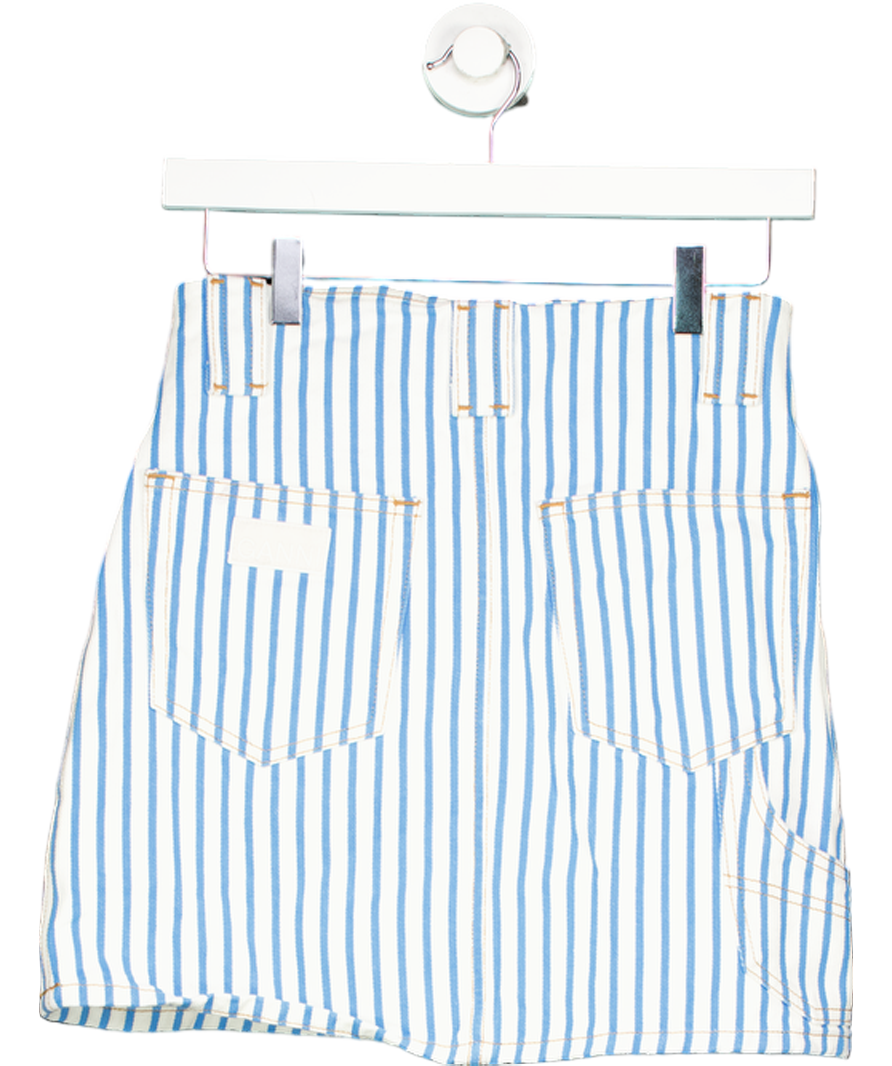Ganni Blue Striped Denim Mini Skirt UK 6