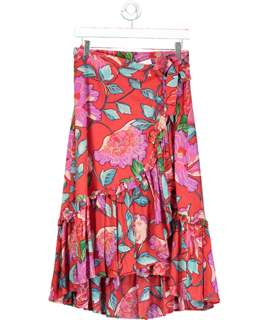 & Other Stories Red Floral Wrap Midi Skirt UK 8