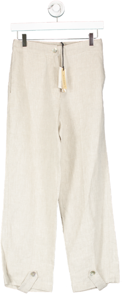 Labeca Beige Isla Barley Linen Tapered Pants UK S