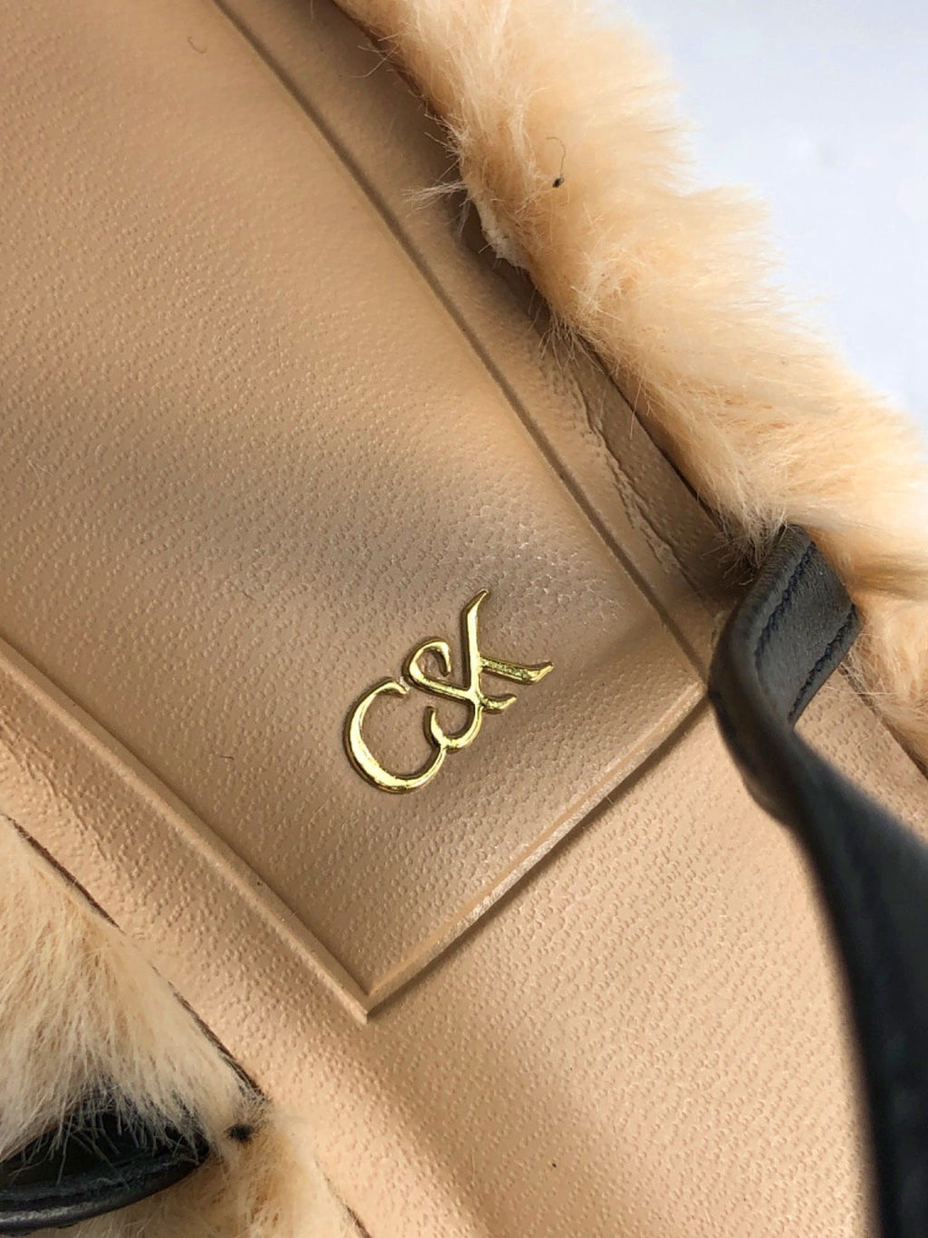 Charles & Keith Beige Faux Fur Sandals UK 5