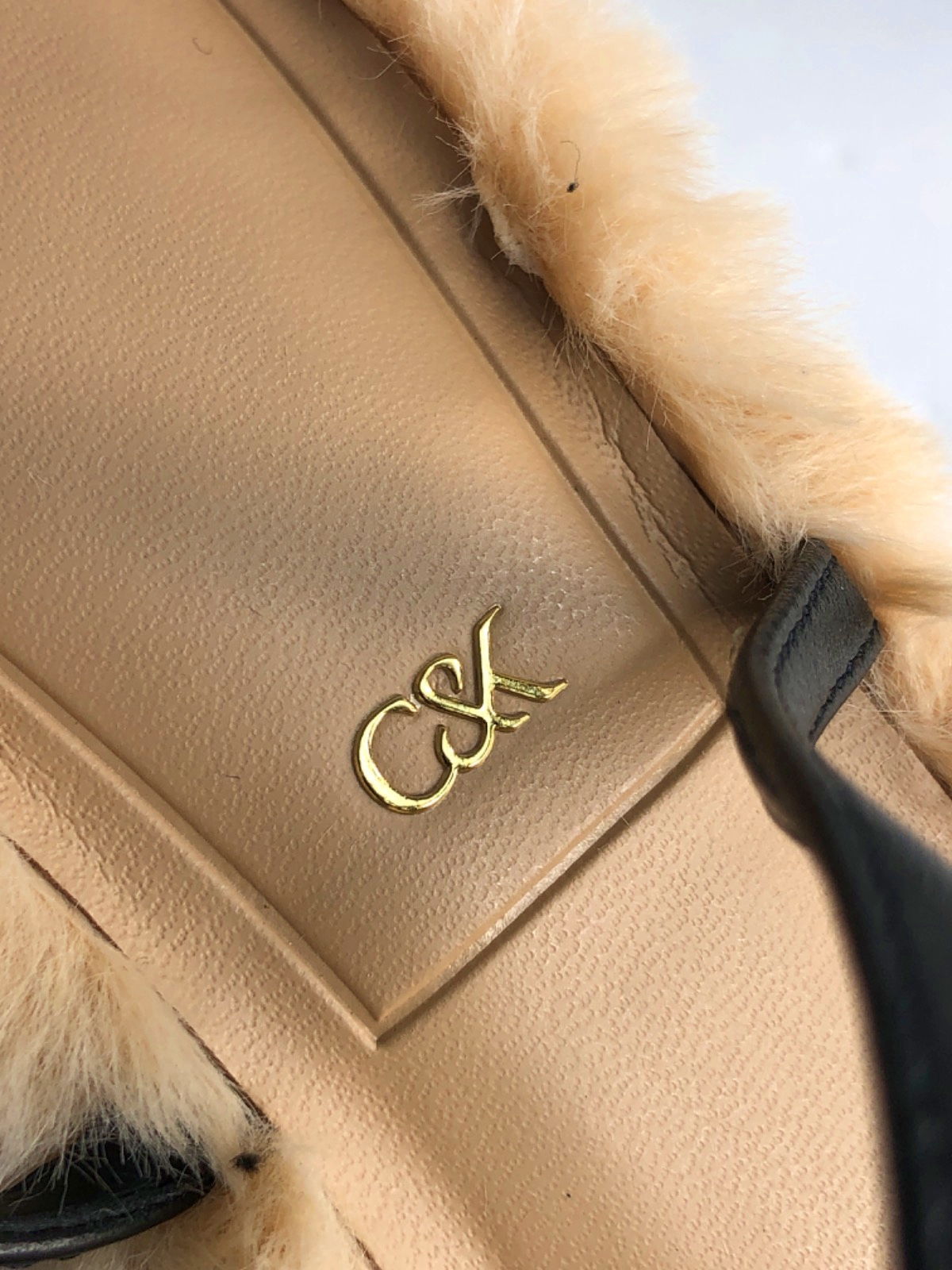 Charles & Keith Beige Faux Fur Sandals UK 5