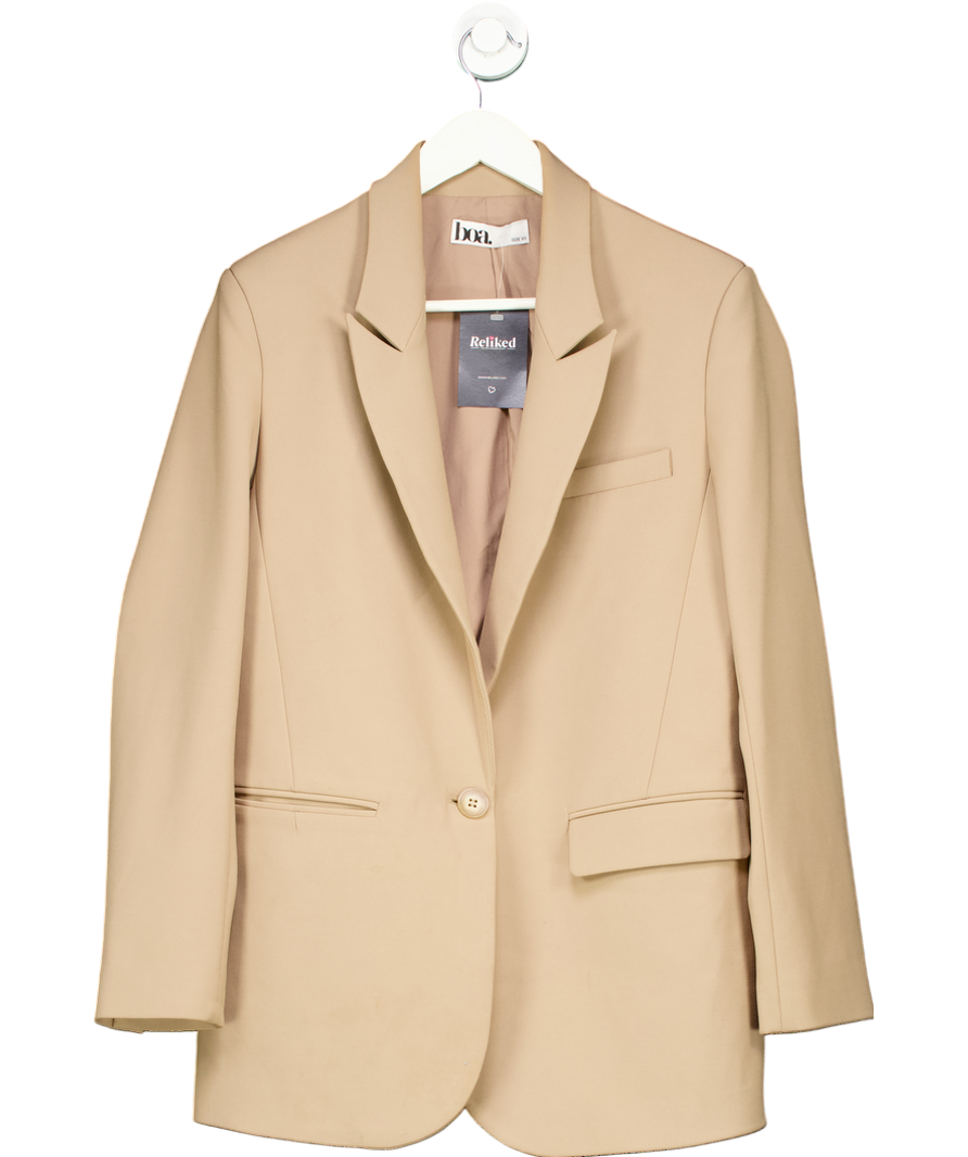 BOA Beige Relaxed Single Breasted Blazer UK XS