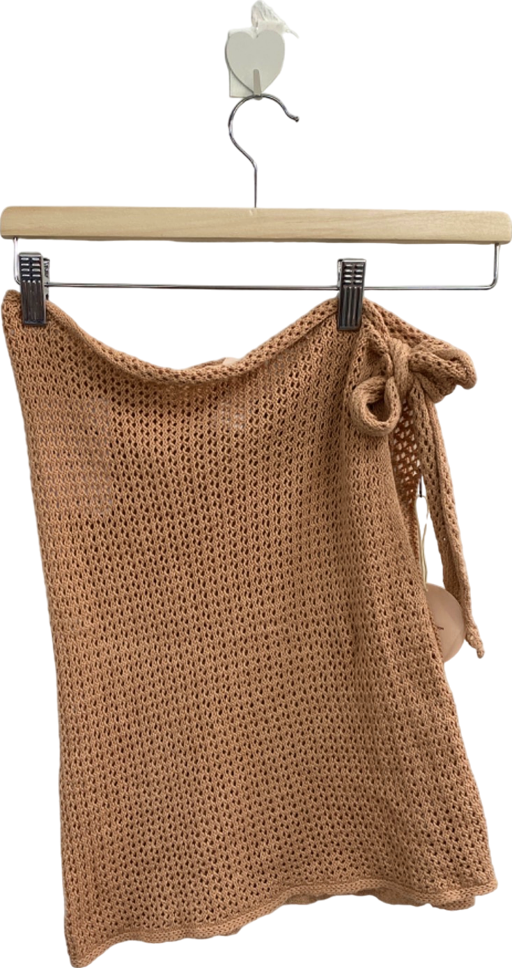 Camila Coelho Brown Crochet Wrap Skirt XS