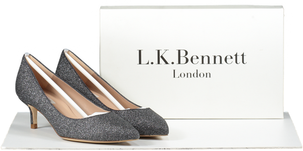 LK Bennett Grey Glitter Kitten Heel Court Shoes UK 3 EU 36