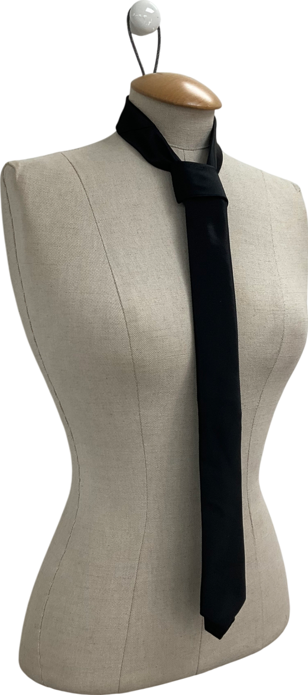 Hisdern Black Solid Colour Tie One Size