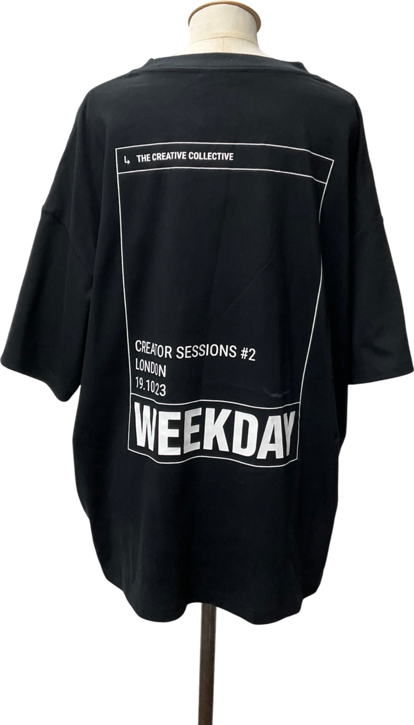 Weekday Black Oversized Graphic Printed T-shirt UK XL