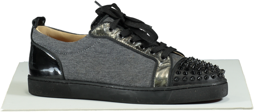 Christian Louboutin Grey Spiked Low-Top Trainers UK 9