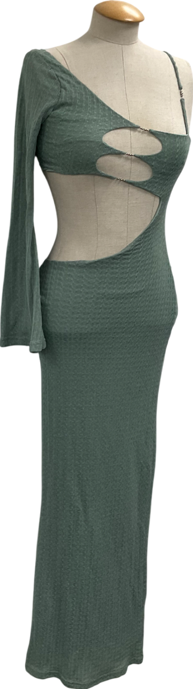 Outcast Green Cut Out One Sleeved Maxi Dress UK XS