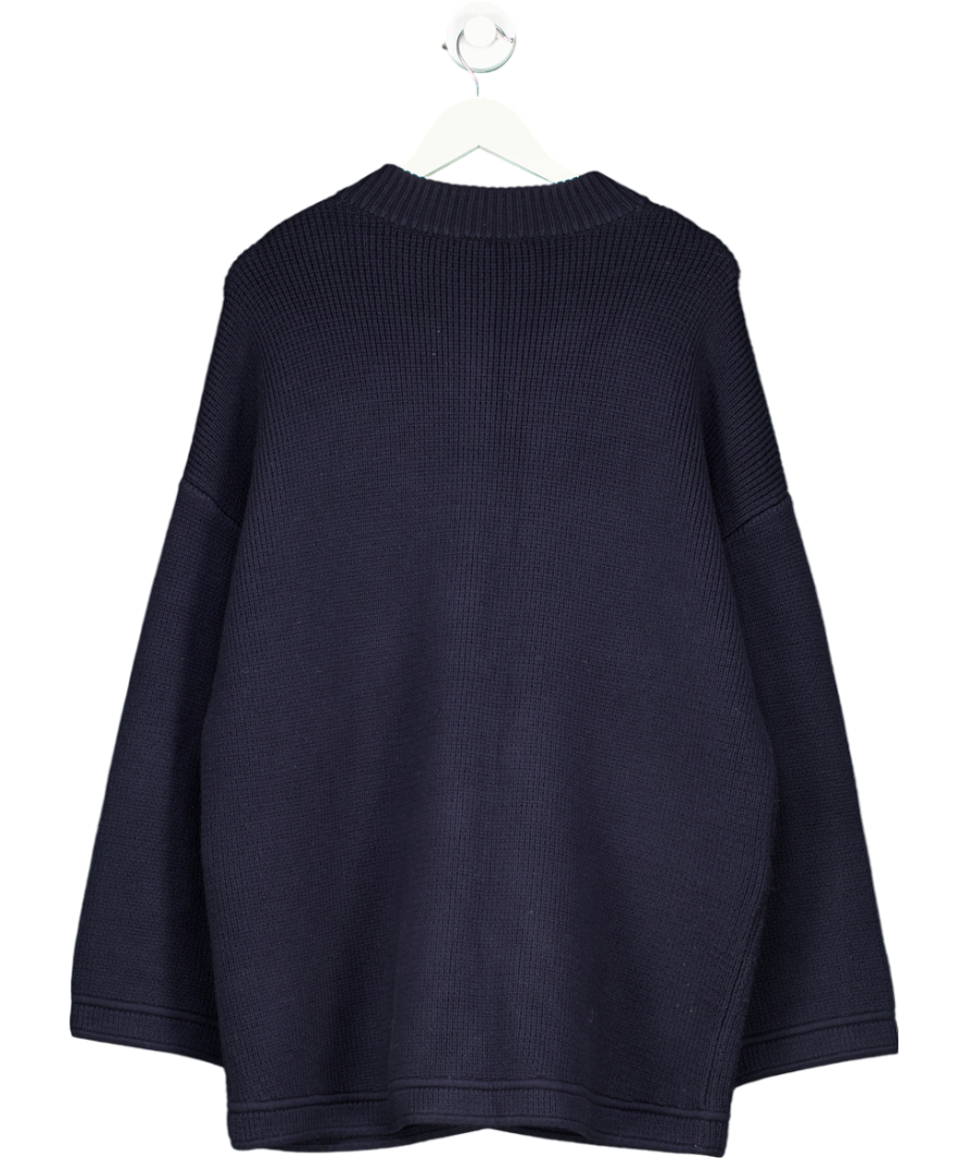 Sezane Blue Wool Blend Heavyweight Cardigan Jacket With Pockets UK XL