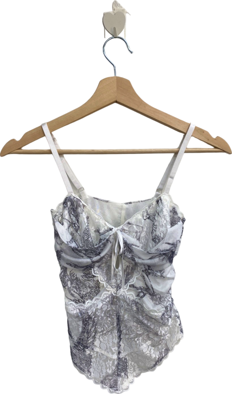White Lace and Dragon Print Cami XS